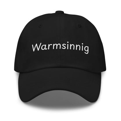 Warmsinnig Premium Dad Cap in Schwarz aus Chino-Baumwoll-Twill - neues Wort für wohlige Wärme - Front - Wortstolz Design