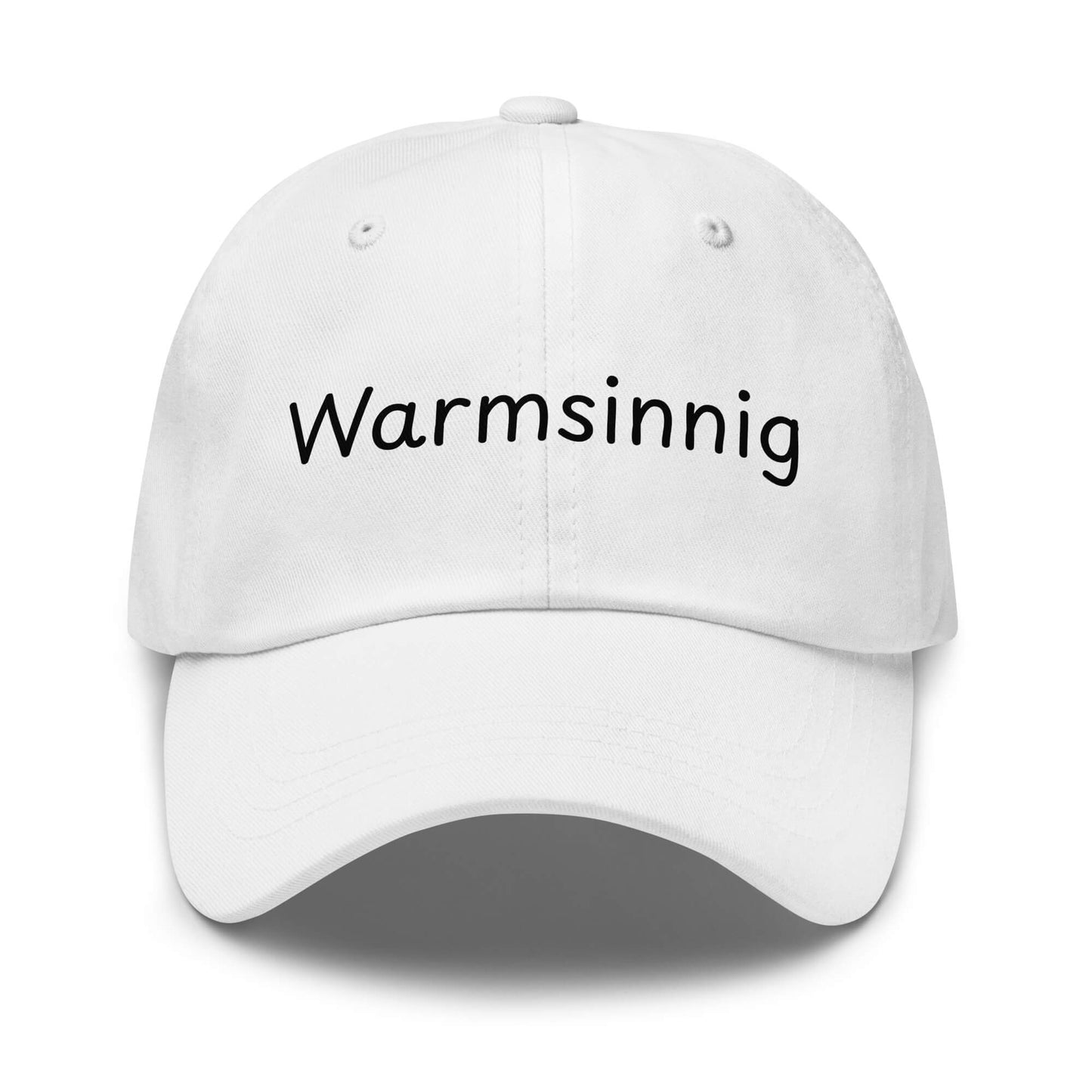 Warmsinnig Premium Dad Cap in Weiß aus Chino-Baumwoll-Twill - neues Wort für wohlige Wärme - Front - Wortstolz Design