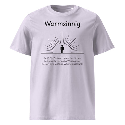 Warmsinnig Premium T-Shirt in Lavender aus Bio-Baumwolle - neues Wort für wohlige Wärme - Front - Wortstolz Design