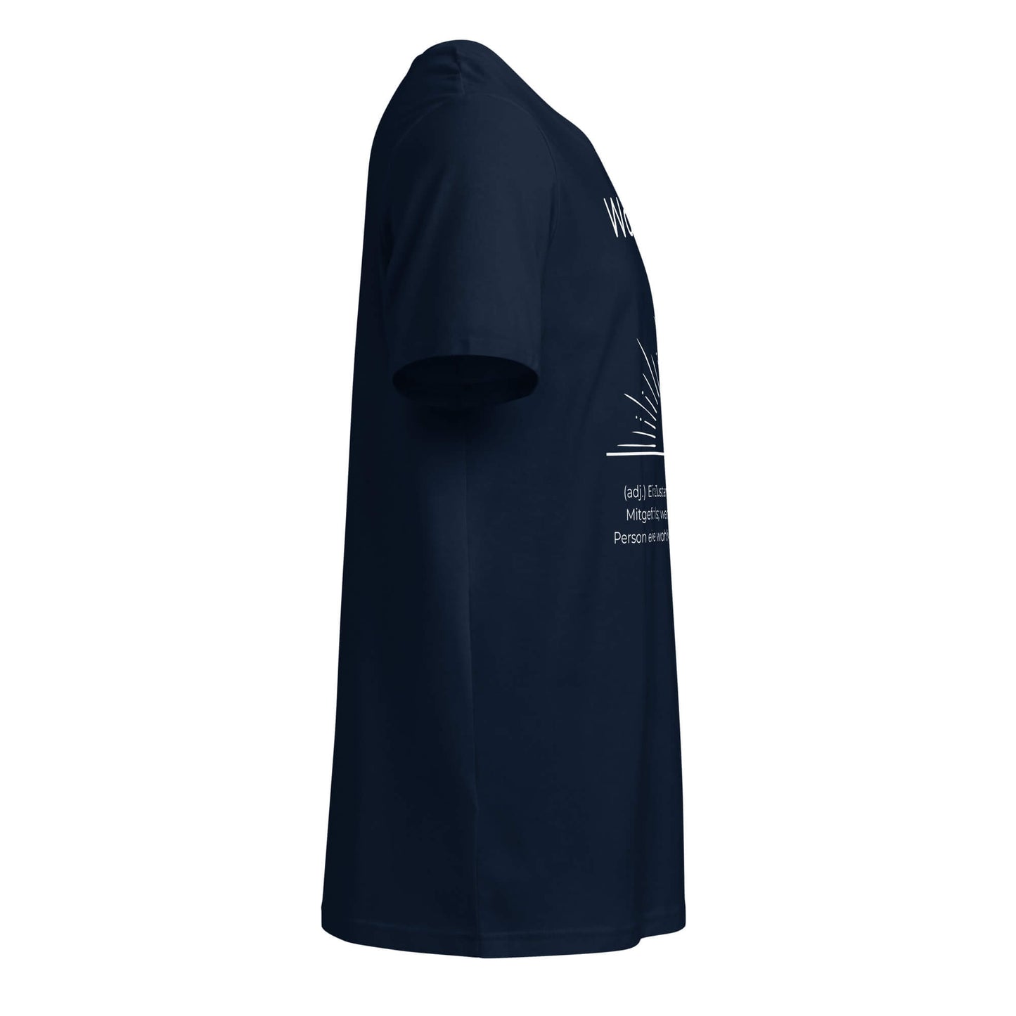 Warmsinnig T-Shirt in Marineblau aus Bio-Baumwolle - neues Wort für wohlige Wärme - Rechts - Wortstolz Design