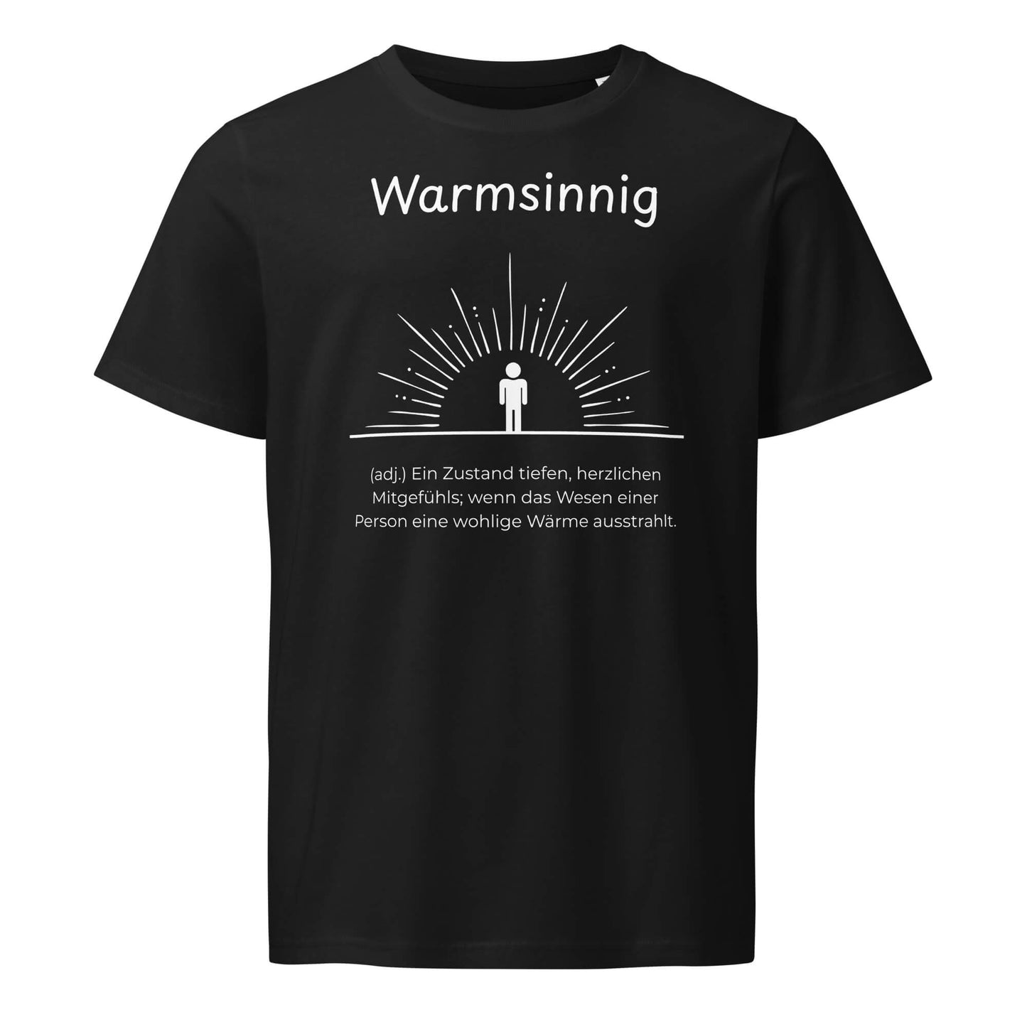 Warmsinnig T-Shirt in Schwarz aus Bio-Baumwolle - neues Wort für wohlige Wärme - Front - Wortstolz Design