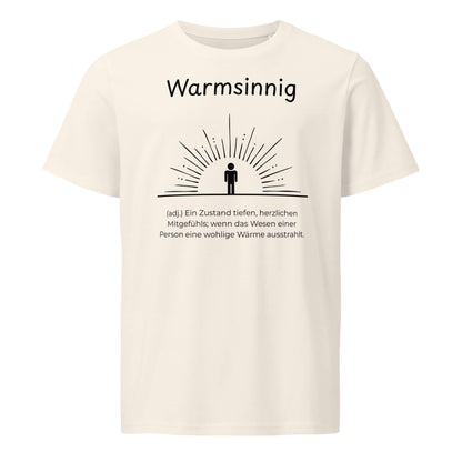 Warmsinnig T-Shirt in Vintage White aus Bio-Baumwolle - neues Wort für wohlige Wärme - Front - Wortstolz Design