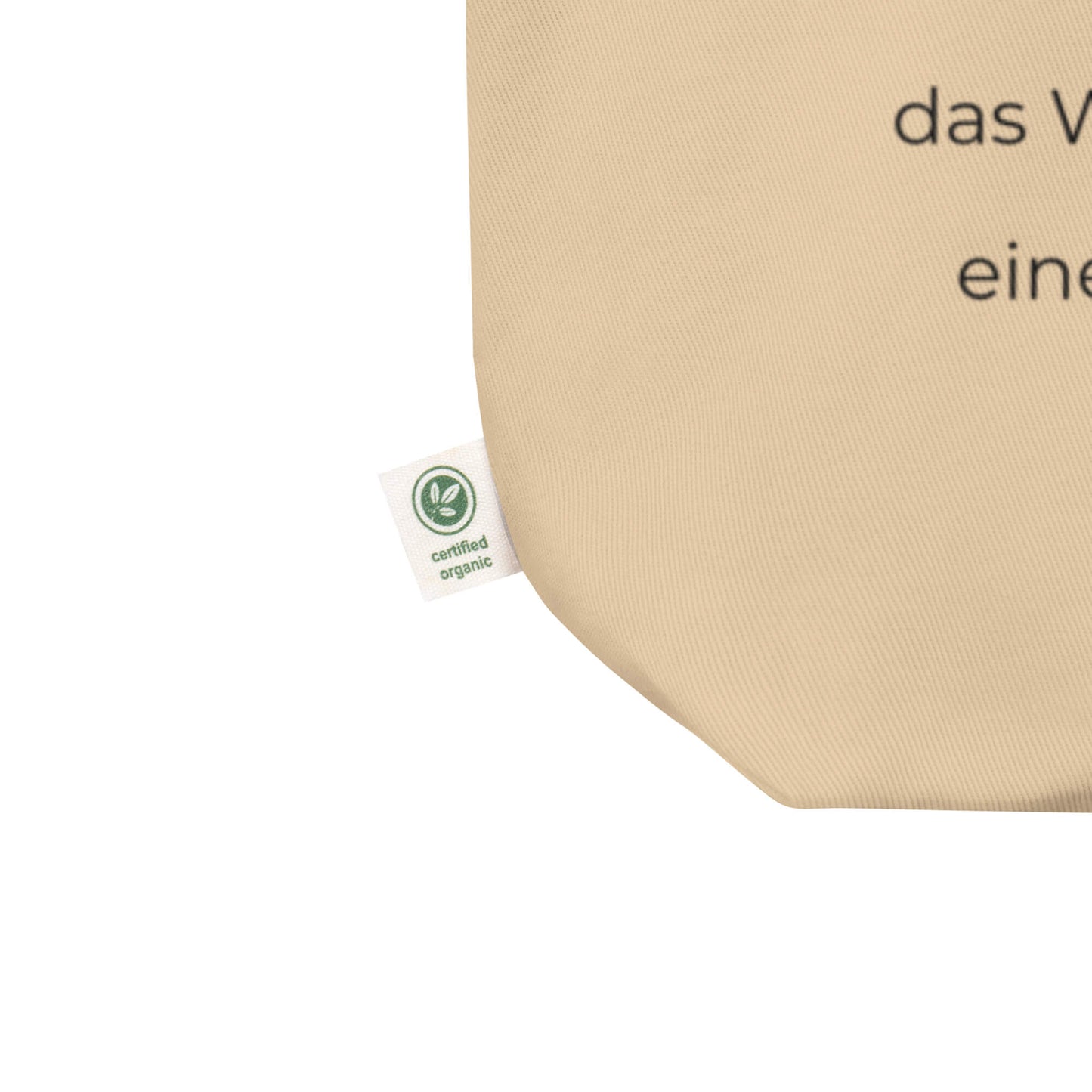 Warmsinnig Bio-Stoffbeutel. Einkaufstasche in Oyster aus Bio-Baumwolle - Res5 Edition - Ansicht Zertifikat Info