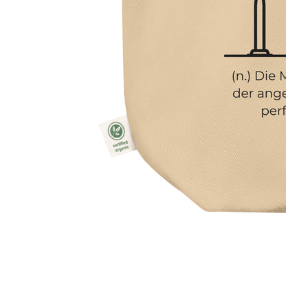 Zweieinsamkeit Bio-Stoffbeutel. Einkaufstasche in Oyster aus Bio-Baumwolle - Res5 Edition - Ansicht Zertifikat Info